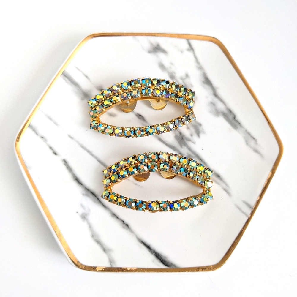 Vintage Musi Aurora Borealis Crystal Shoe Clips
